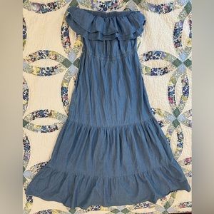 ARDEN B | Chambray Tiered Strapless Maxi Dress, Size Small